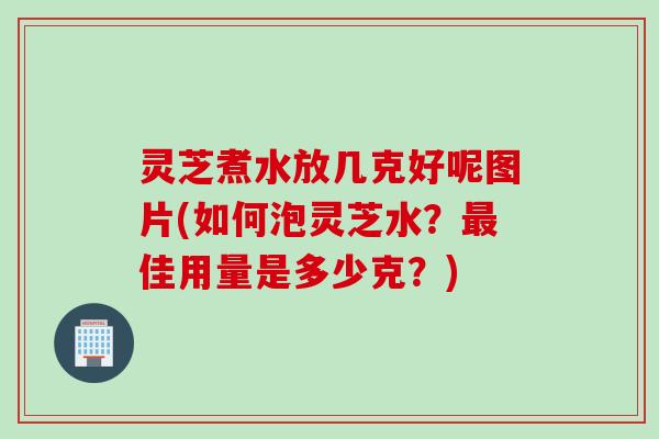 灵芝煮水放几克好呢图片(如何泡灵芝水？佳用量是多少克？)