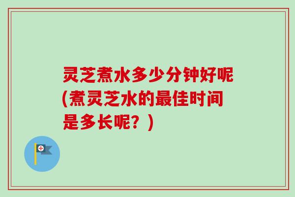 灵芝煮水多少分钟好呢(煮灵芝水的佳时间是多长呢？)