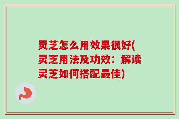 灵芝怎么用效果很好(灵芝用法及功效：解读灵芝如何搭配佳)