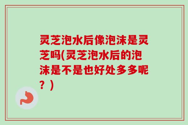 灵芝泡水后像泡沫是灵芝吗(灵芝泡水后的泡沫是不是也好处多多呢？)