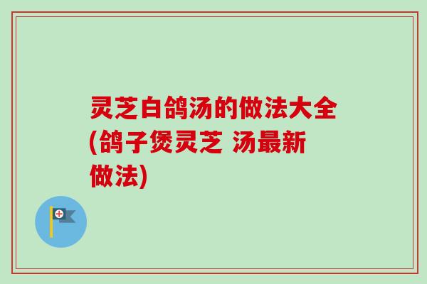 灵芝白鸽汤的做法大全(鸽子煲灵芝 汤最新做法)