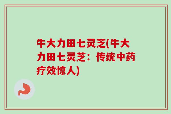 牛大力田七灵芝(牛大力田七灵芝：传统中药疗效惊人)