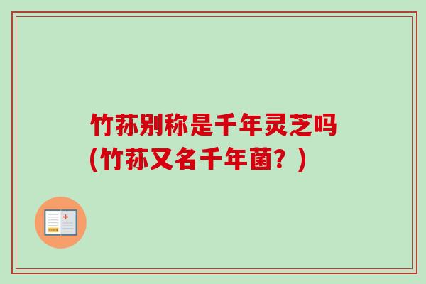 竹荪别称是千年灵芝吗(竹荪又名千年菌？)