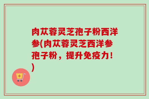肉苁蓉灵芝孢子粉西洋参(肉苁蓉灵芝西洋参孢子粉，提升免疫力！)