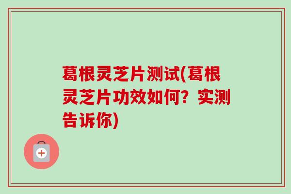 葛根灵芝片测试(葛根灵芝片功效如何？实测告诉你)