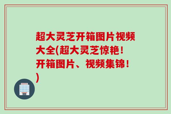 超大灵芝开箱图片视频大全(超大灵芝惊艳！开箱图片、视频集锦！)