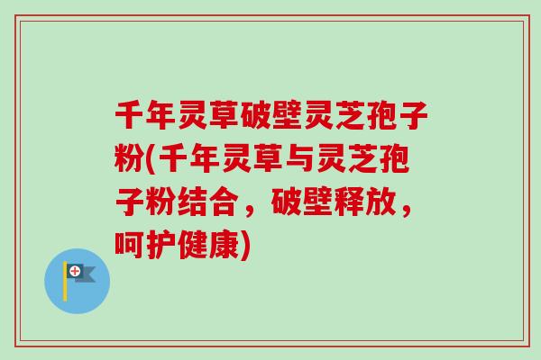 千年灵草破壁灵芝孢子粉(千年灵草与灵芝孢子粉结合，破壁释放，呵护健康)