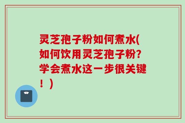 灵芝孢子粉如何煮水(如何饮用灵芝孢子粉？学会煮水这一步很关键！)