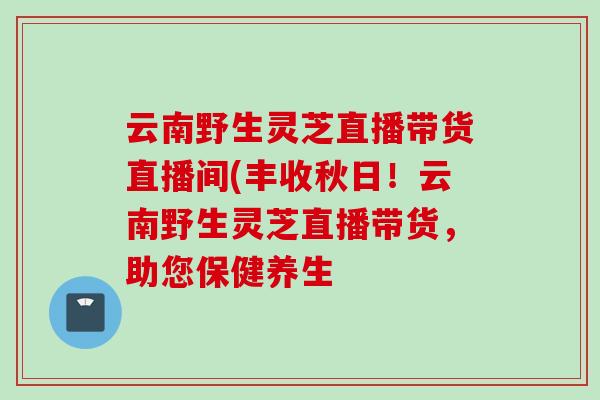 云南野生灵芝直播带货直播间(丰收秋日！云南野生灵芝直播带货，助您保健养生