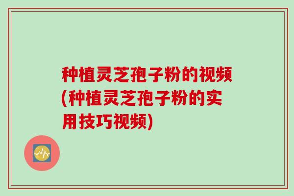 种植灵芝孢子粉的视频(种植灵芝孢子粉的实用技巧视频)
