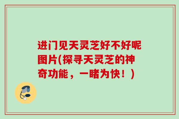 进门见天灵芝好不好呢图片(探寻天灵芝的神奇功能，一睹为快！)