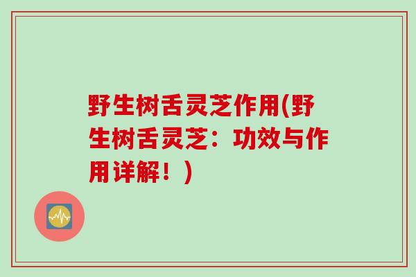 野生树舌灵芝作用(野生树舌灵芝：功效与作用详解！)