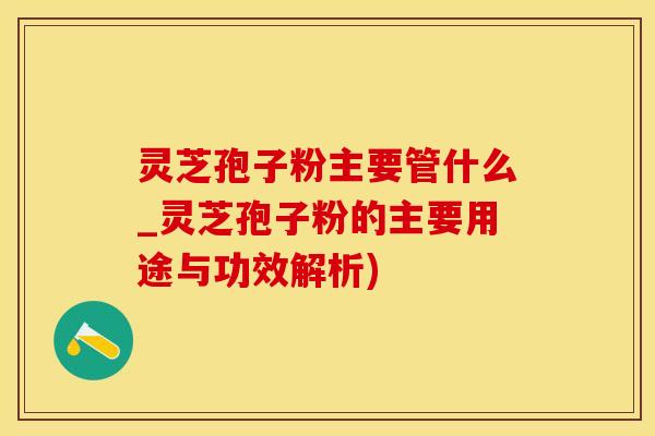 灵芝孢子粉主要管什么_灵芝孢子粉的主要用途与功效解析)