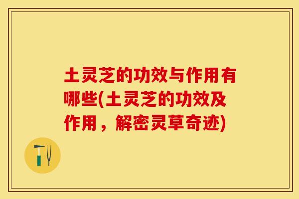 土灵芝的功效与作用有哪些(土灵芝的功效及作用，解密灵草奇迹)
