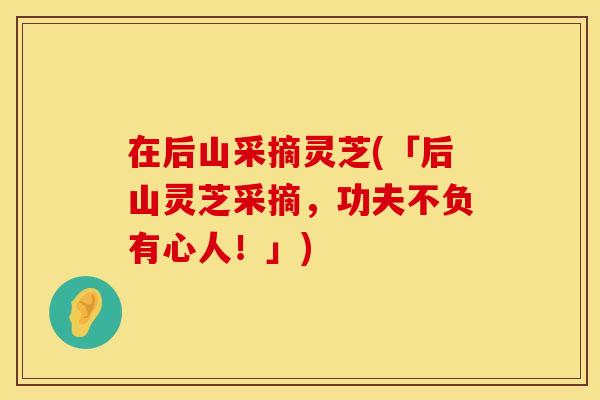 在后山采摘灵芝(「后山灵芝采摘，功夫不负有心人！」)