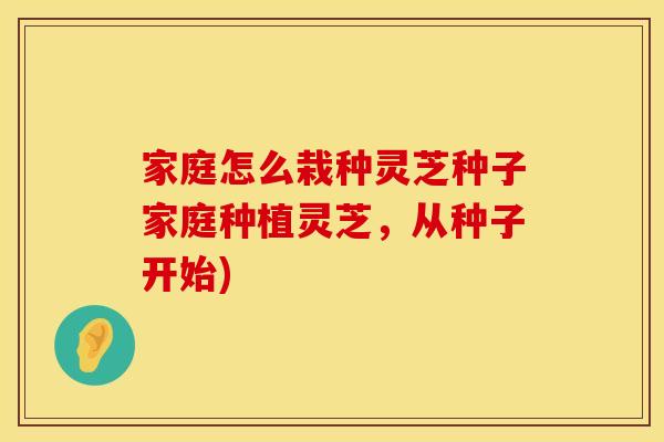 家庭怎么栽种灵芝种子家庭种植灵芝，从种子开始)