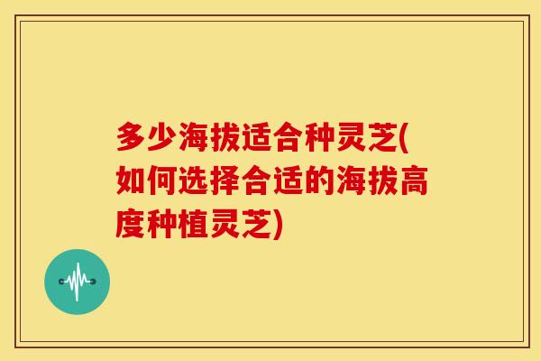 多少海拔适合种灵芝(如何选择合适的海拔高度种植灵芝)