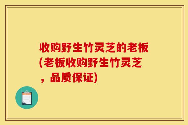 收购野生竹灵芝的老板(老板收购野生竹灵芝，品质保证)