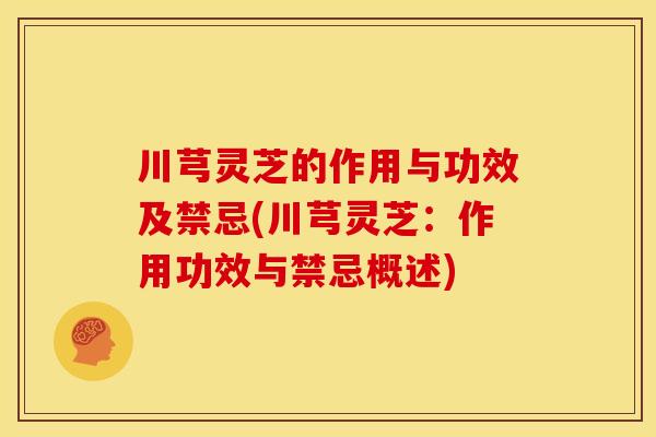 川芎灵芝的作用与功效及禁忌(川芎灵芝：作用功效与禁忌概述)
