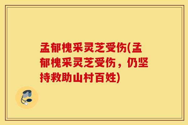 孟郁槐采灵芝受伤(孟郁槐采灵芝受伤，仍坚持救助山村百姓)