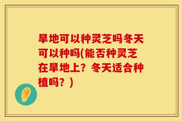 旱地可以种灵芝吗冬天可以种吗(能否种灵芝在旱地上？冬天适合种植吗？)
