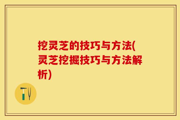 挖灵芝的技巧与方法(灵芝挖掘技巧与方法解析)