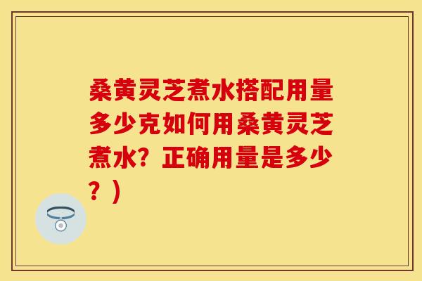 桑黄灵芝煮水搭配用量多少克如何用桑黄灵芝煮水？正确用量是多少？)