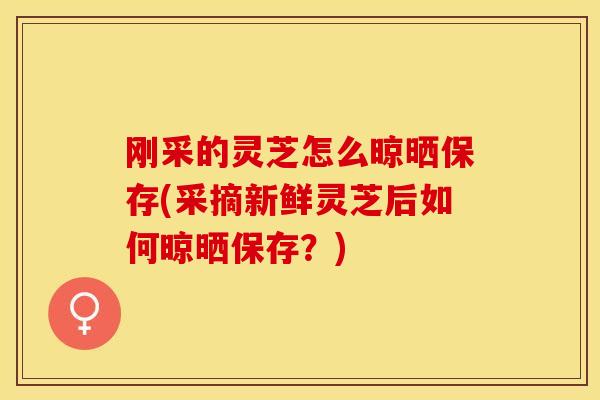 刚采的灵芝怎么晾晒保存(采摘新鲜灵芝后如何晾晒保存？)