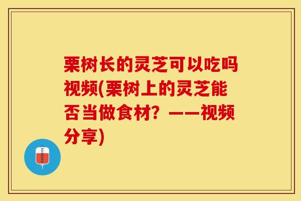 栗树长的灵芝可以吃吗视频(栗树上的灵芝能否当做食材？——视频分享)