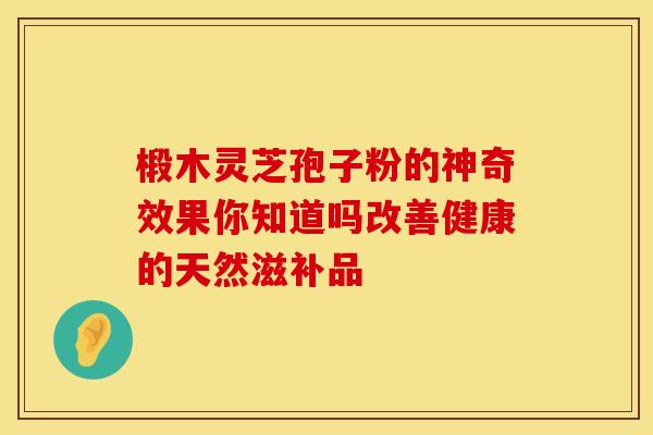 椴木灵芝孢子粉的神奇效果你知道吗改善健康的天然滋补品