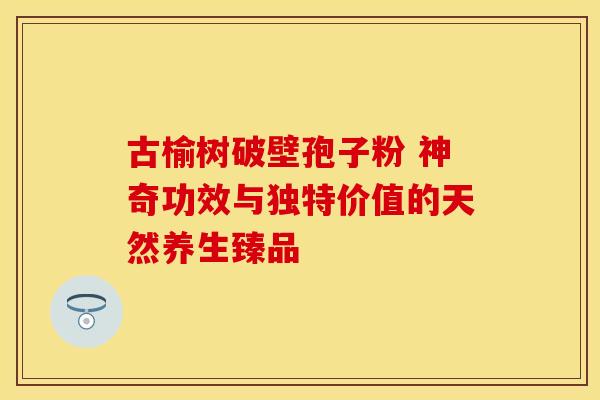 古榆树破壁孢子粉 神奇功效与独特价值的天然养生臻品