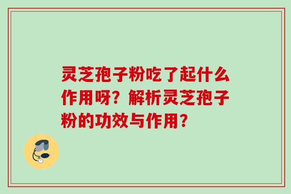 灵芝孢子粉吃了起什么作用呀？解析灵芝孢子粉的功效与作用？