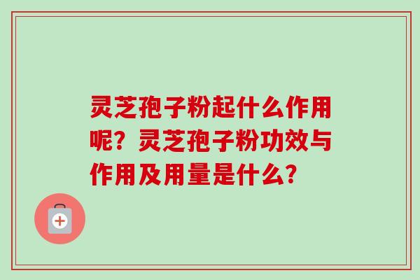 灵芝孢子粉起什么作用呢?灵芝孢子粉功效与作用及用量是什么?