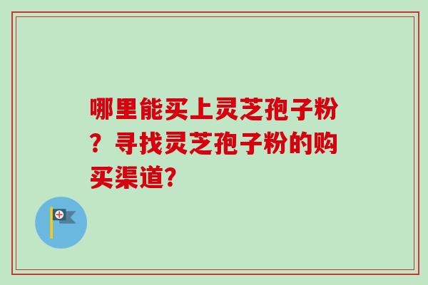 哪里能买上灵芝孢子粉？寻找灵芝孢子粉的购买渠道？