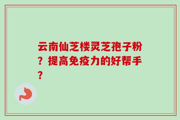 云南仙芝楼灵芝孢子粉？提高免疫力的好帮手？