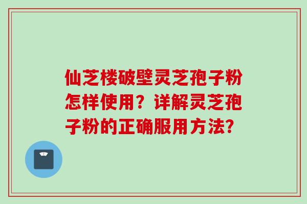 仙芝楼破壁灵芝孢子粉怎样使用？详解灵芝孢子粉的正确服用方法？