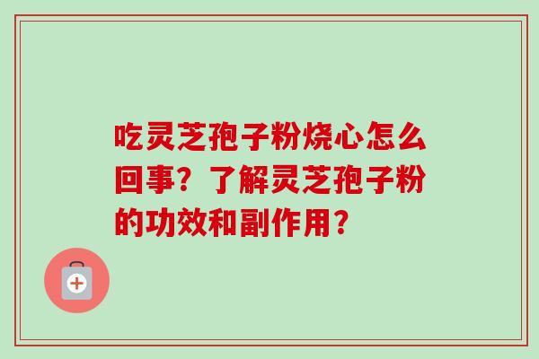 吃灵芝孢子粉烧心怎么回事？了解灵芝孢子粉的功效和副作用？