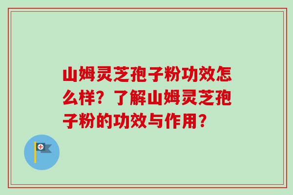 山姆灵芝孢子粉功效怎么样?了解山姆灵芝孢子粉的功效与作用?