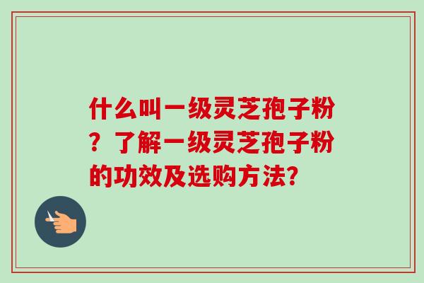 什么叫一级灵芝孢子粉？了解一级灵芝孢子粉的功效及选购方法？