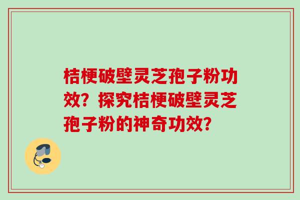 桔梗破壁灵芝孢子粉功效？探究桔梗破壁灵芝孢子粉的神奇功效？