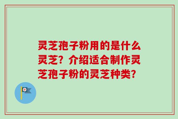 灵芝孢子粉用的是什么灵芝？介绍适合制作灵芝孢子粉的灵芝种类？