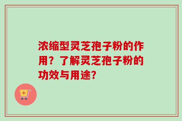 浓缩型灵芝孢子粉的作用？了解灵芝孢子粉的功效与用途？