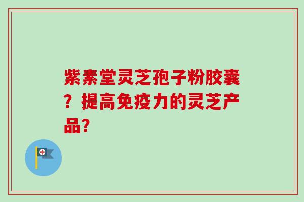 紫素堂灵芝孢子粉胶囊?提高免疫力的灵芝产品?
