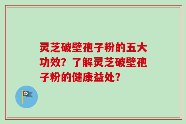 灵芝破壁孢子粉的五大功效？了解灵芝破壁孢子粉的健康益处？