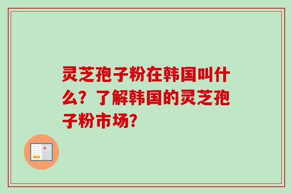 灵芝孢子粉在韩国叫什么？了解韩国的灵芝孢子粉市场？