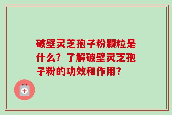 破壁灵芝孢子粉颗粒是什么?了解破壁灵芝孢子粉的功效和作用?