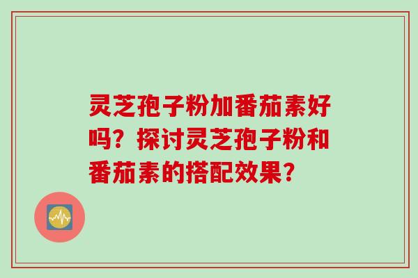 灵芝孢子粉加番茄素好吗?探讨灵芝孢子粉和番茄素的搭配效果?