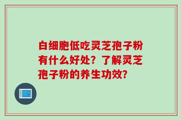 白细胞低吃灵芝孢子粉有什么好处？了解灵芝孢子粉的养生功效？