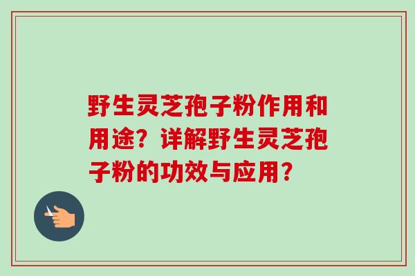 野生灵芝孢子粉作用和用途？详解野生灵芝孢子粉的功效与应用？