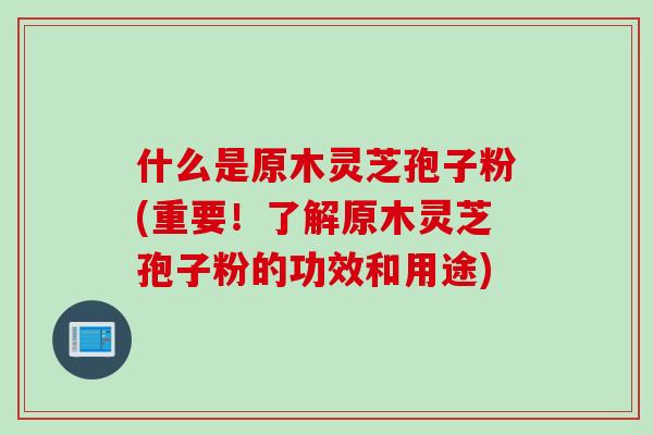 什么是原木灵芝孢子粉(重要！了解原木灵芝孢子粉的功效和用途)